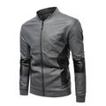 IROINNID Men s Faux Leather Long Sleeve Solid Color Leisure Plus Fleece Jacket Motorcycle Jacket Warm Jacket