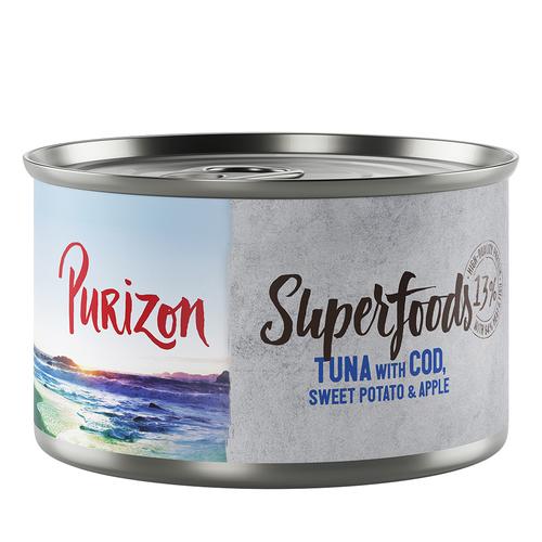 6x 140g Superfoods Thunfisch mit Kabeljau, Süßkartoffel und Apfel Purizon Hundefutter nass