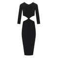 ELISABETTA FRANCHI BLACK CUT-OUT KNITTED DRESS