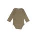 Carter's Long Sleeve Onesie: Brown Jacquard Bottoms - Size 12 Month