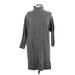 Gap Casual Dress - Sweater Dress High Neck 3/4 sleeves: Gray Marled Dresses - Women's Size Large