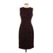Calvin Klein Casual Dress - Sheath Crew Neck Sleeveless: Burgundy Floral Dresses - Women's Size 4