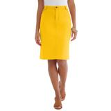 Plus Size Women's True Fit Stretch Denim Short Skirt by Jessica London in Sunset Yellow (Size 22)