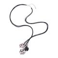 Kette mit Anhänger FIRETTI "mehrreihig, runde Elemente", schwarz-weiß (metallfarben, schwarz, weiß), Halsketten, Damen, Metall-Perlen, L: 90cm, Metall, Perlen, mit Acrylperle