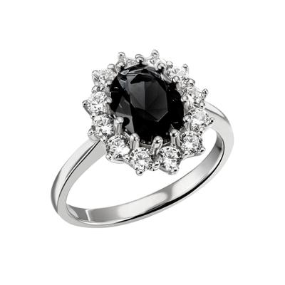 Fingerring FIRETTI "Schmuck Geschenk Silber 925 Damenring Lady D Diana Royal" Gr. 58, schwarz (silberfarben, onyxschwarz, kristallweiß, onyxschwarz, kristallweiß), Fingerringe, Damen, 58, Silber 925 (Sterlingsilber), 2,1mm, mit Zirkonia (synth.),... Image