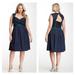 Jessica Simpson Dresses | Jessica Simpson Crisscross Contrast Navy 12w Dress | Color: Blue/Green | Size: 14