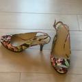 Nine West Shoes | Cute Floral Print Heels, Size 7 | Color: Black/Purple | Size: 7