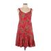 Eagle Ray Traders Casual Dress - A-Line V Neck Sleeveless: Red Floral Dresses - Women's Size Large