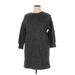 Velvet by Graham & Spencer Casual Dress - Shift Crew Neck 3/4 sleeves: Gray Leopard Print Dresses - New - Women's Size X-Large Petite