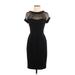 White House Black Market Cocktail Dress - Sheath Crew Neck Short sleeves: Black Print Dresses - Women's Size 2