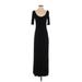 Bar III Casual Dress - Sheath Scoop Neck 3/4 sleeves: Black Print Dresses - Women's Size Small