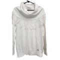 Michael Kors Sweaters | Michael Kors Womens White Fringe Cowl Neck Sweater Medium Long Sleeve Pullover | Color: White | Size: M