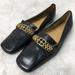 Kate Spade Shoes | Kate Spade Black Leather Square Toe Slip On Loafers Flats Sz 5 With Logo Buckle | Color: Black | Size: 5