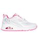 Skechers Girl's Uno - So Wavy Sneaker | Size 12.5 | White/Pink | Synthetic/Textile