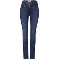 Street One Casual Fit indigo Jeans Damen mid random wash, Gr. 30-32, Baumwolle, Weiblich Denim Hosen