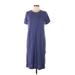 Jessica Simpson Casual Dress - Midi Crew Neck Short sleeves: Blue Print Dresses - Women's Size Medium