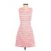 Eliza J Casual Dress - A-Line High Neck Sleeveless: Pink Stripes Dresses - Women's Size 0 Petite