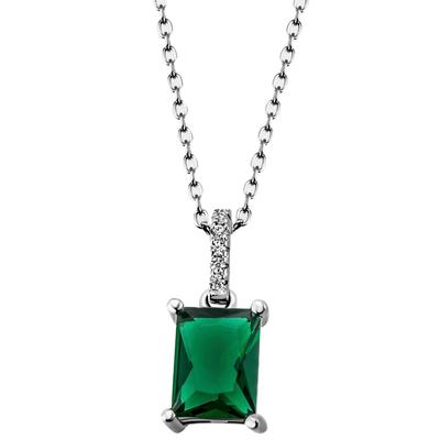 Kette mit Anhänger FIRETTI "Schmuck Geschenk Silber 925 Halsschmuck Halskette Ankerkette Stein", grün (silberfarben, dunkelgrün, kristallweiß), Halsketten, Damen, Silber 925 (Sterlingsilber), L: 45cm B: 1,2mm, mit Glasstein, Zirkonia (synth.), B:1,2mm Image