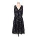 Ann Taylor LOFT Cocktail Dress - A-Line V-Neck Sleeveless: Black Solid Dresses - Women's Size 00 Petite
