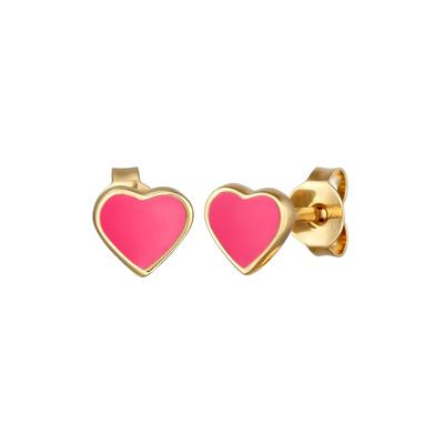 Elli Kinder Herz Stecker Emaille Pastel Cute 925 Silber Pink Damen Image