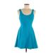 Express Casual Dress - Mini: Teal Solid Dresses - Women's Size Medium