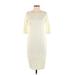 Pink Blush Cocktail Dress - Midi: Ivory Solid Dresses - Women's Size Small