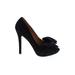 Badgley Mischka Heels: Pumps Stilleto Cocktail Party Black Print Shoes - Women's Size 7 1/2 - Peep Toe