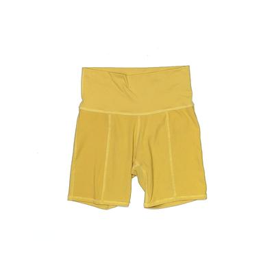 Morgan Stewart Sport Athletic Shorts: Yellow Print Activewear - Women's Size Medium - Stonewash