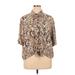 Sanctuary Long Sleeve Blouse: Tan Snake Print Tops - Women's Size X-Large