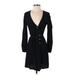 Gap Cocktail Dress - A-Line Plunge Long sleeves: Black Print Dresses - Women's Size 2