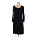 Daily Ritual Casual Dress - Sheath Scoop Neck 3/4 sleeves: Black Solid Dresses - Women's Size Medium