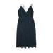 Astr Casual Dress - A-Line V Neck Sleeveless: Blue Print Dresses - Women's Size X-Small