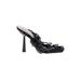 Nasty Gal Inc. Heels: Slip-on Stilleto Boho Chic Black Print Shoes - Women's Size 4 - Open Toe