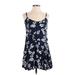 American Eagle Outfitters Casual Dress - A-Line V Neck Sleeveless: Blue Floral Dresses - Women's Size Small