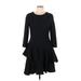 Eliza J Casual Dress - A-Line Crew Neck 3/4 sleeves: Black Print Dresses - Women's Size 10