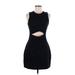 Express Outlet Cocktail Dress - Mini Crew Neck Sleeveless: Black Print Dresses - Women's Size 10