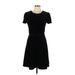 Draper James Casual Dress - A-Line Crew Neck Short sleeves: Black Print Dresses - Women's Size 10