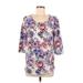 PIPHANY 3/4 Sleeve Blouse: Purple Floral Tops - Women's Size Medium