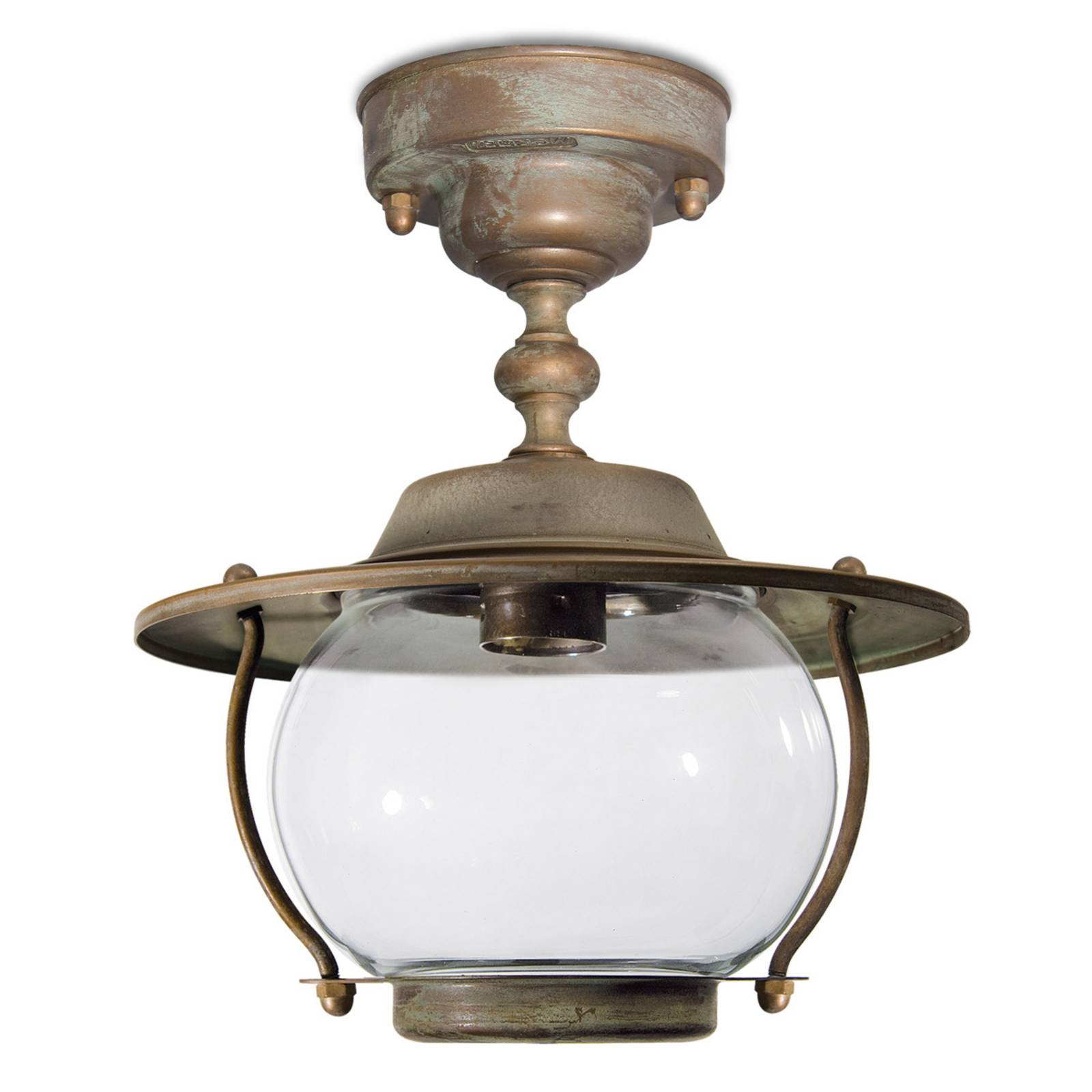 Moretti Luce Außendeckenleuchte Adessora seewasserfest Ø 26,5cm ADESSORA, bronze / altmessing, Messing, Antik, Deckenlampe