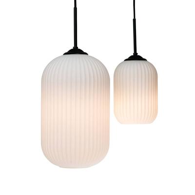 Dyberg Larsen Glas Hängelampe Riflet, dimmbar, weiß / opal, für Wohn- / Esszimmer, Glas, Pendelleuchte Image