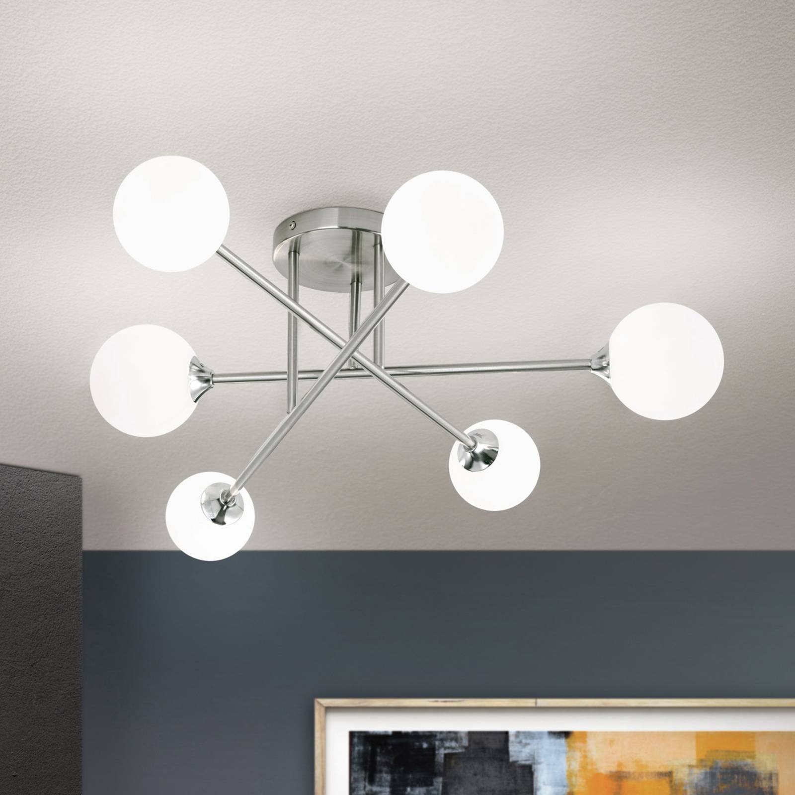 ORION Deckenlampe Snowwhite, dimmbar, alu / grau / zink, für Wohn- / Esszimmer, Metall, Modern, Deckenlampe