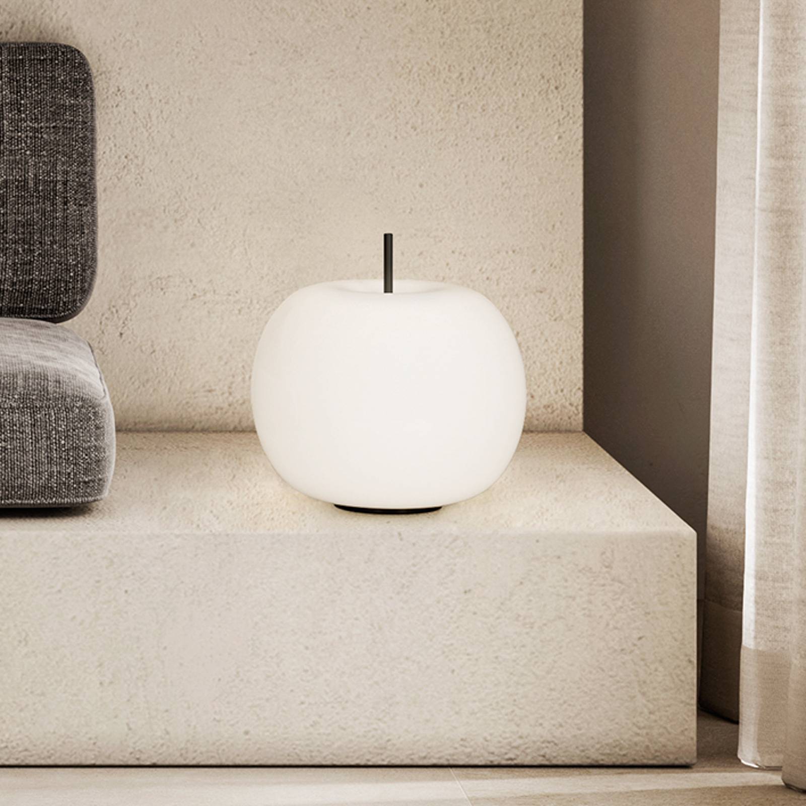 kdln Design Tischlampe KUSHI 33, dimmbar, weiß / opal, für Wohn- / Esszimmer, Glas, Design, Tischlampe