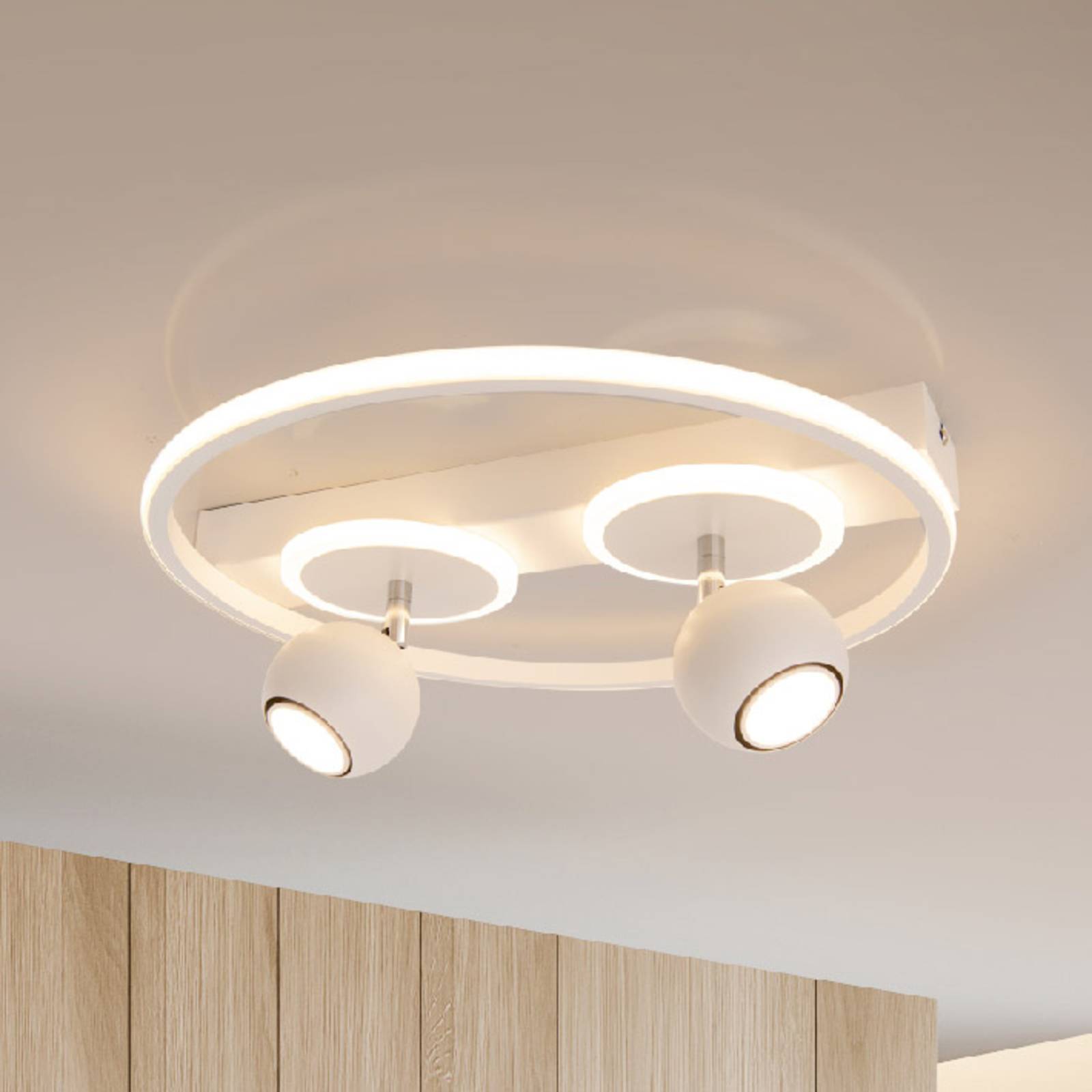 Näve LED Deckenlampe Ronda, weiß / opal, für Wohn- / Esszimmer, Metall, LED Deckenleuchte