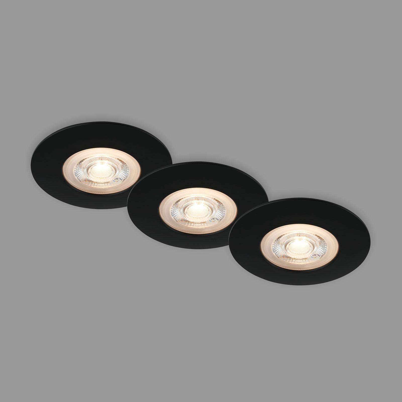 Briloner LED-Einbaustrahler Kulana schwarz 3er-Set IP65, schwarz, für Wohn- / Esszimmer, Kunststoff, Modern