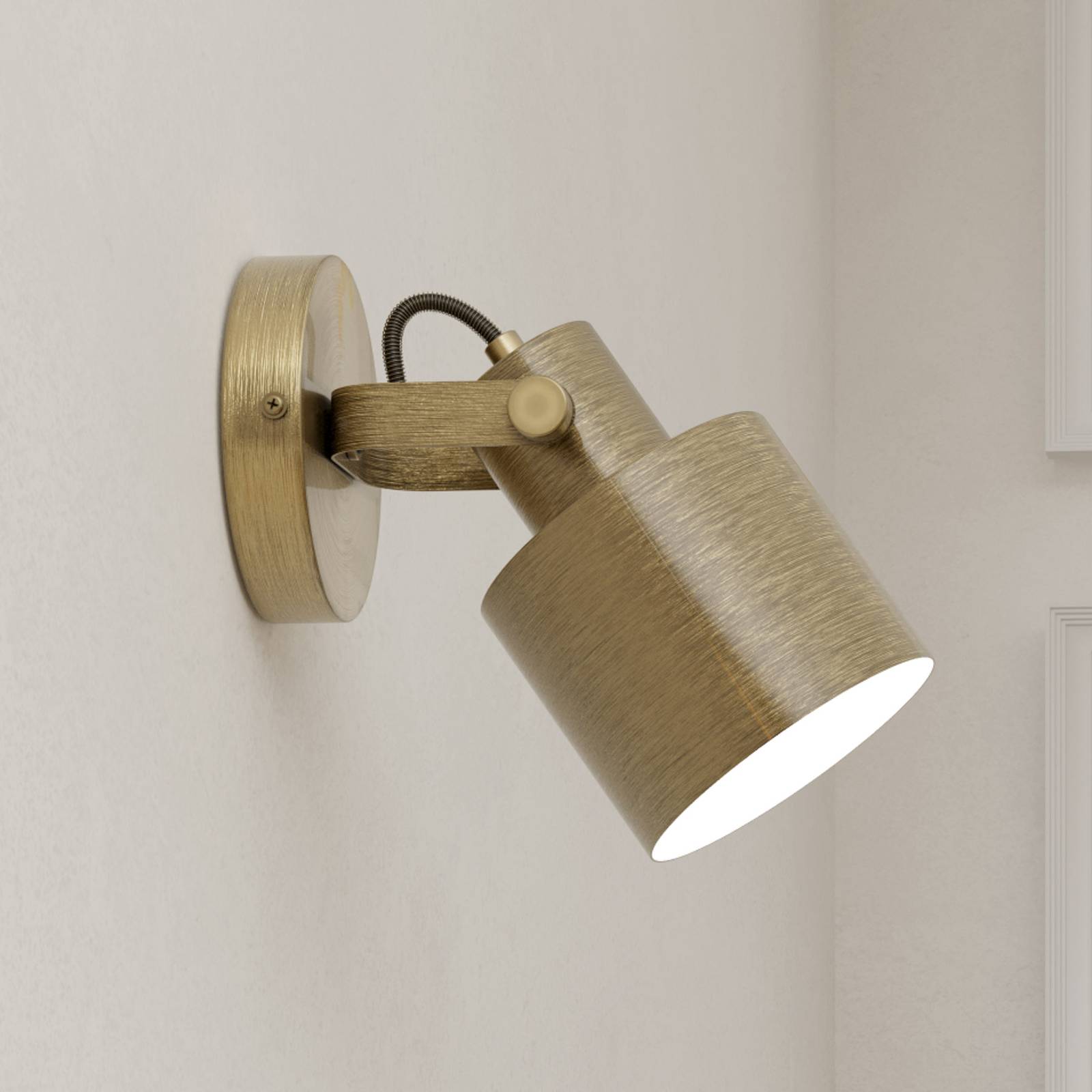 EGLO Wandspot Southery, 1-flammig, creme-gold gebürstet dimmbar, messing / gold, für Wohn- / Esszimmer, Metall, Strahler