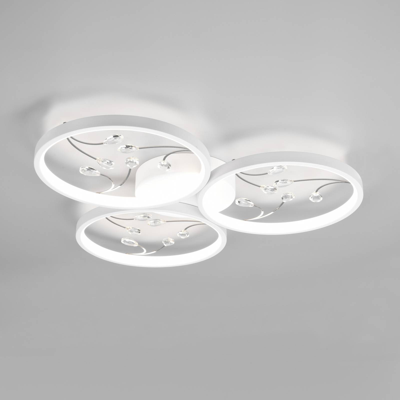 Trio Lighting LED Deckenlampe Groovy, dimmbar, weiß / opal, für Wohn- / Esszimmer, Metall, LED Deckenleuchte