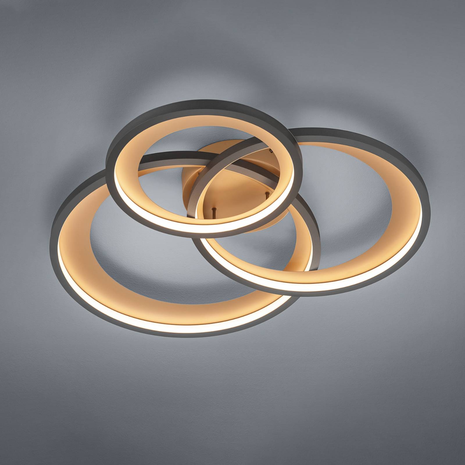 Trio Lighting LED Deckenlampe Granada, dimmbar, schwarz, für Wohn- / Esszimmer, Metall, Modern, LED Deckenleuchte