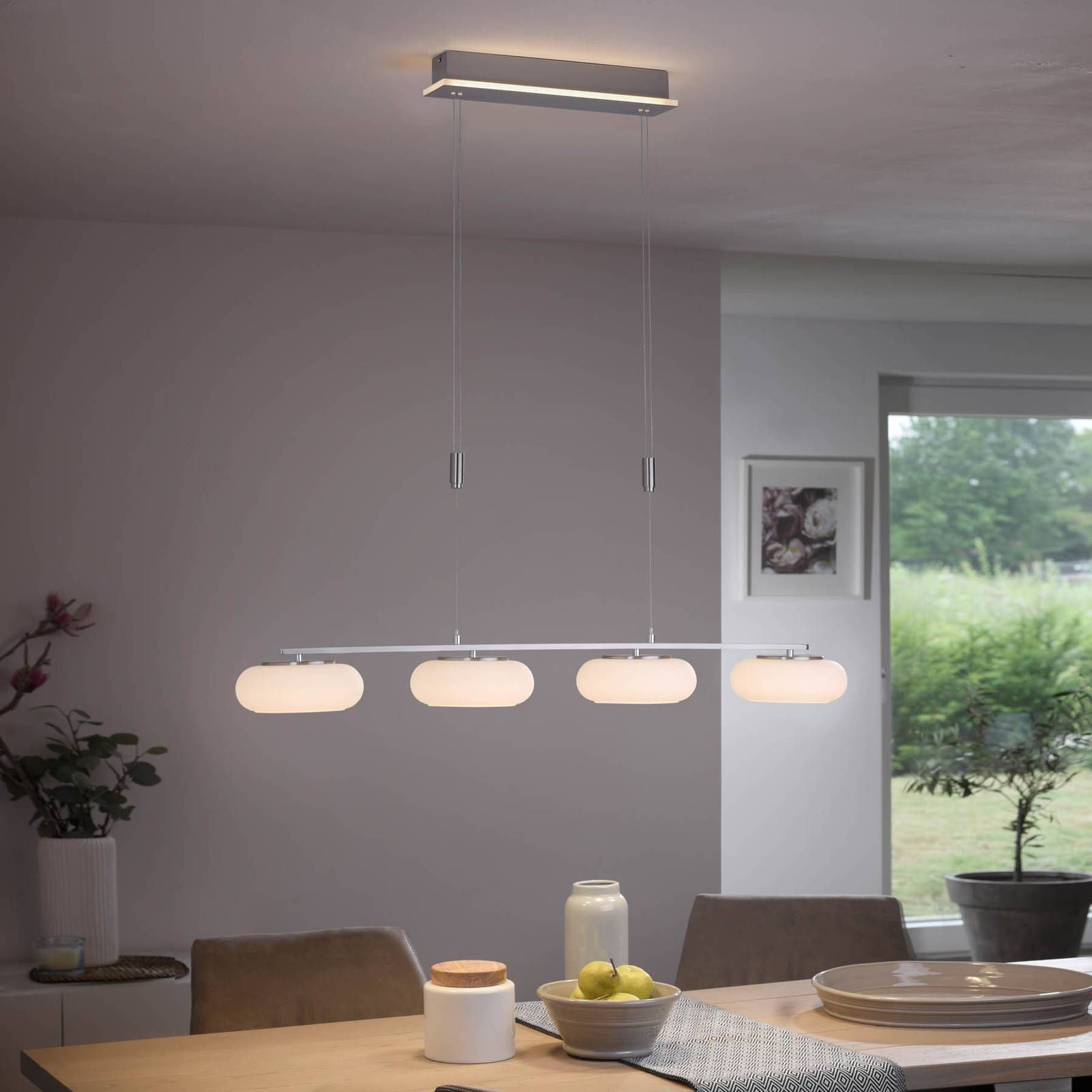 Q-Smart-Home Smarte Hängelampe Q-Etienne, dimmbar, alu / grau / zink, für Wohn- / Esszimmer, Metall, Modern, Smart Home Pendelleuchte