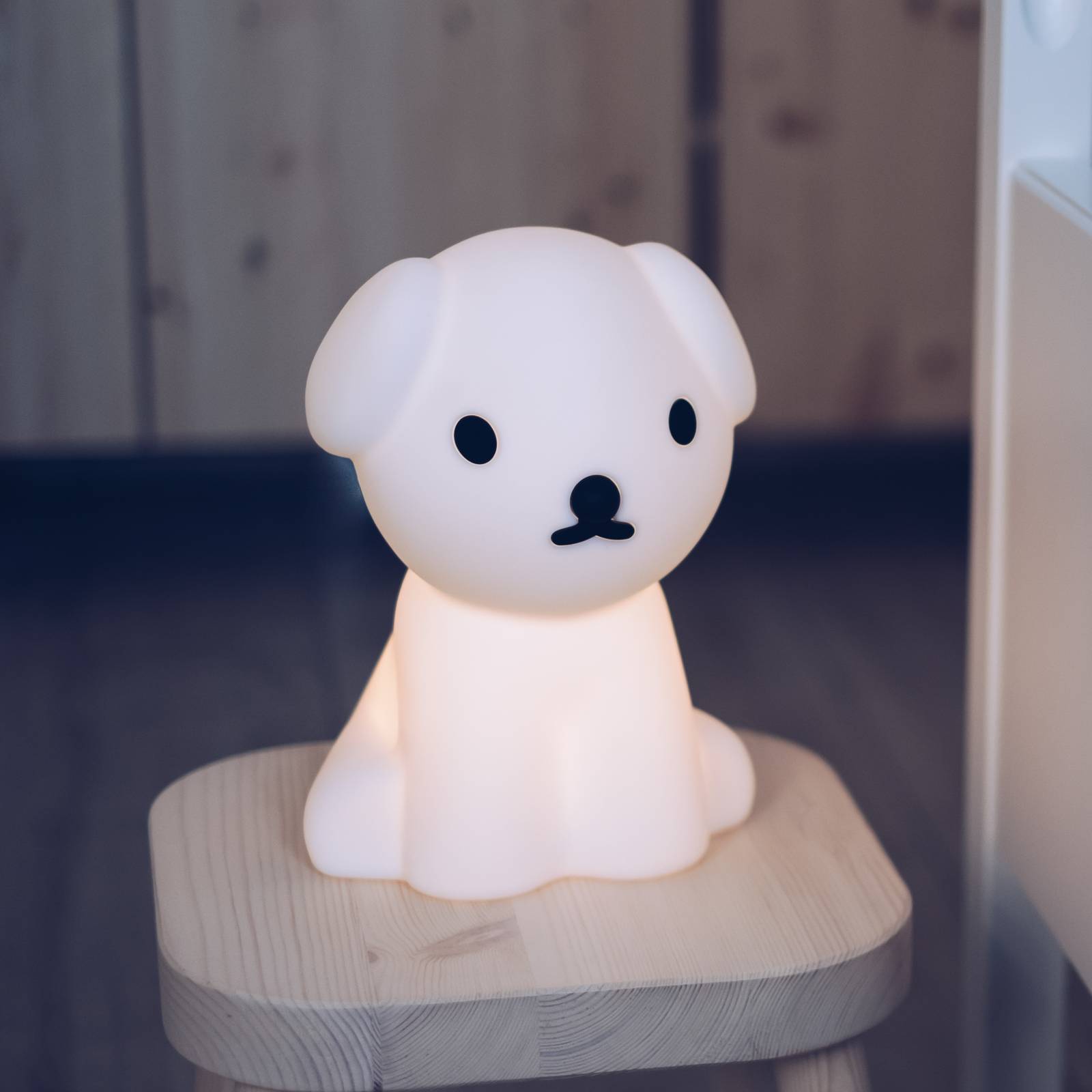 Mr Maria Tischlampe Snuffy, dimmbar, weiß / opal, für Kinderzimmer, Kunststoff, Tischlampe