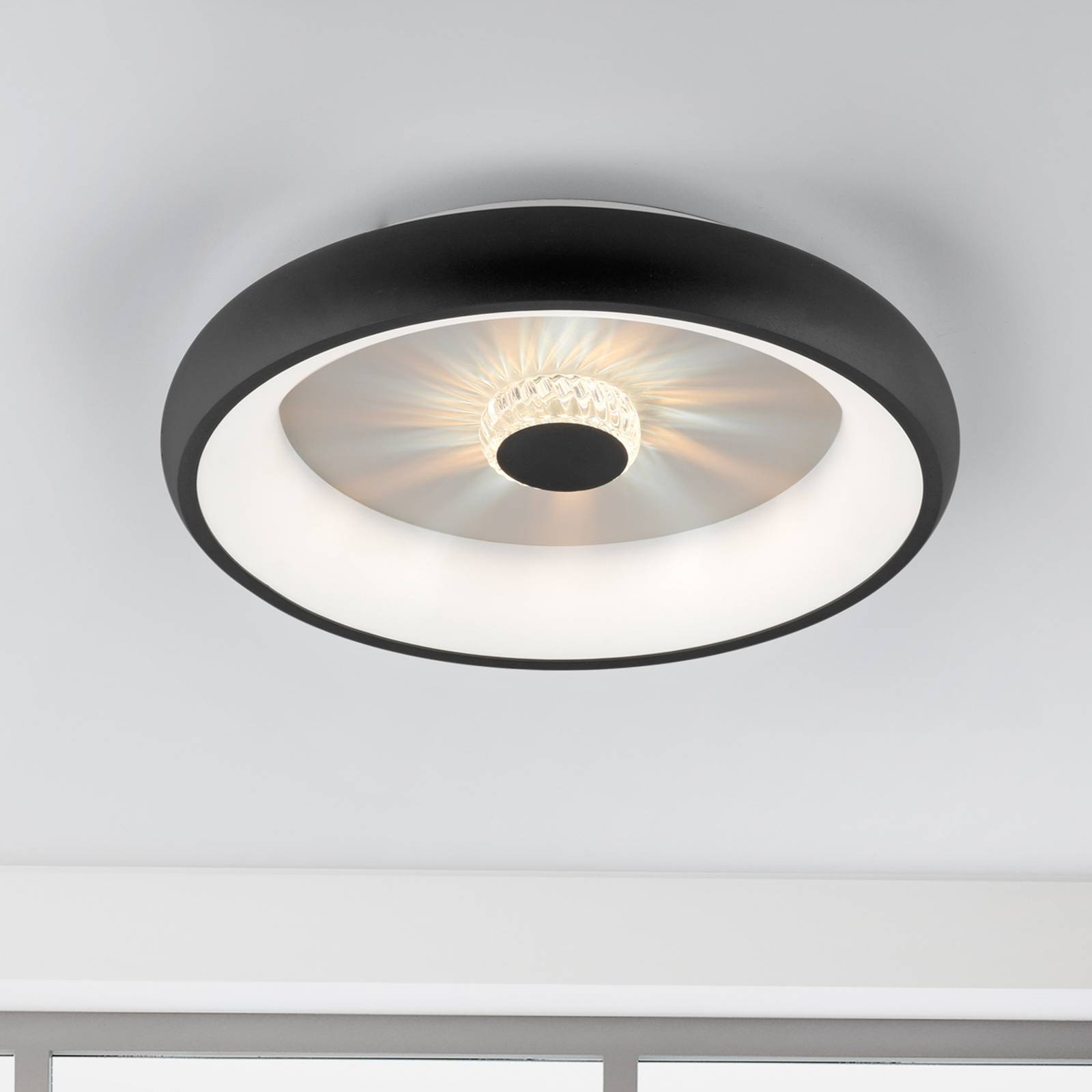 JUST LIGHT. GmbH LED Deckenlampe Vertigo, dimmbar, schwarz, für Wohn- / Esszimmer, Metall, Modern, LED Deckenleuchte
